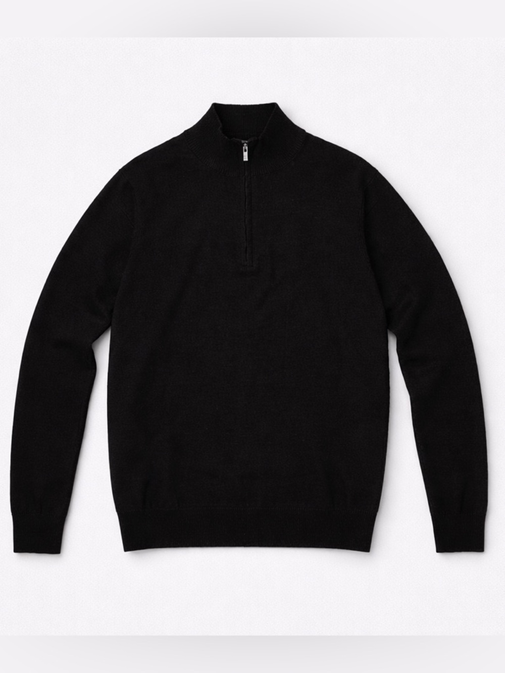 Marconi 100% Merino Wool Mens 1/4 Zip Sweater Mock Neck Size XXL Black Great C.